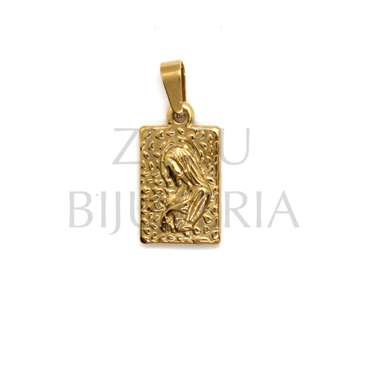 Pendente Nossa Senhora Dourado 22mm x 13mm - Aço Inox