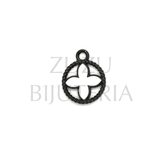 Pendente Flor Preto/Branco 13mm - Cobre