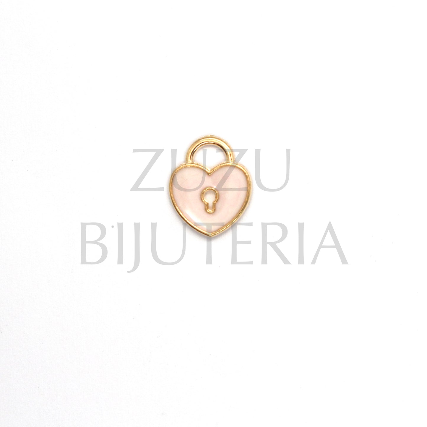 Gold/Light Pink Padlock Pendant 13mm x 11mm - Copper