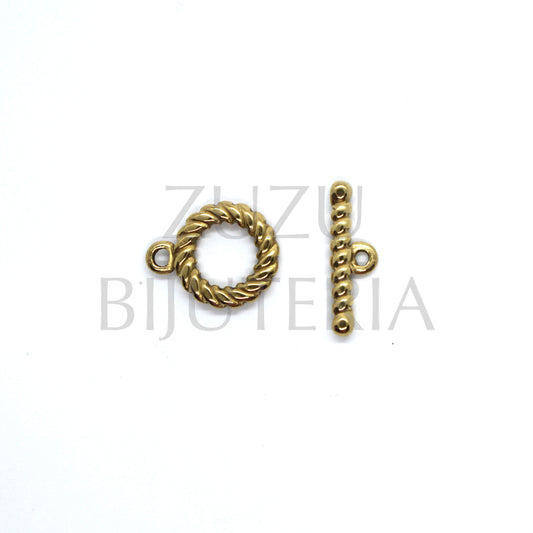 15mm Twisted Golden T Clasp - Stainless Steel