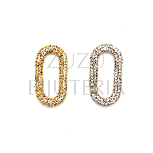 Pendant/Oval Clasp with Zirconia 29mm x 15mm - Brass