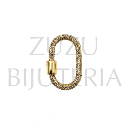 Pendant/Oval Clasp with Zirconia 28mm x 18mm - Brass