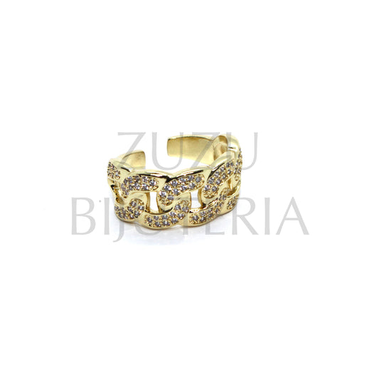 Golden Ring with Zirconia (Adjustable) - Brass