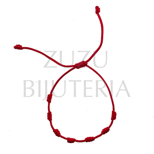 Pulseira de 7 Nos Fio Vermelho (Ajustável)