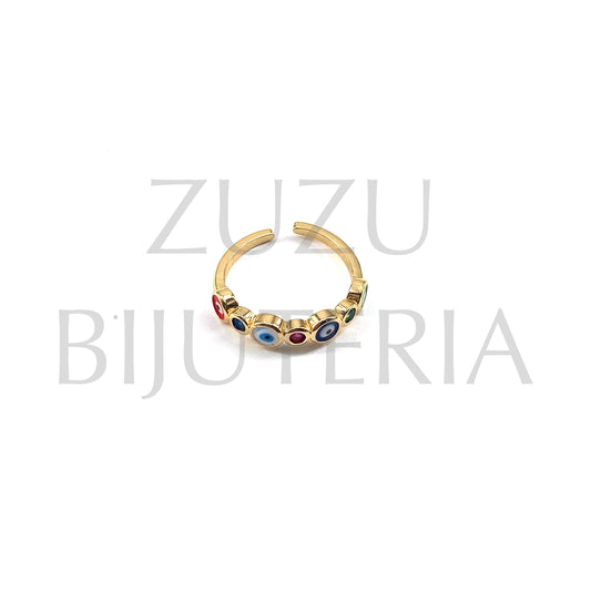 Eye Ring with Zirconia (Adjustable) - Brass