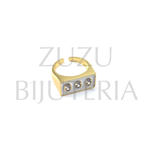 Ring with Zirconia (Adjustable) - Brass