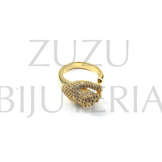 Tiger Ring with Zirconia (Adjustable) - Brass