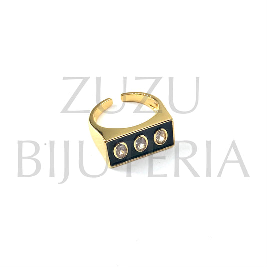 Ring with Zirconia (Adjustable) - Brass