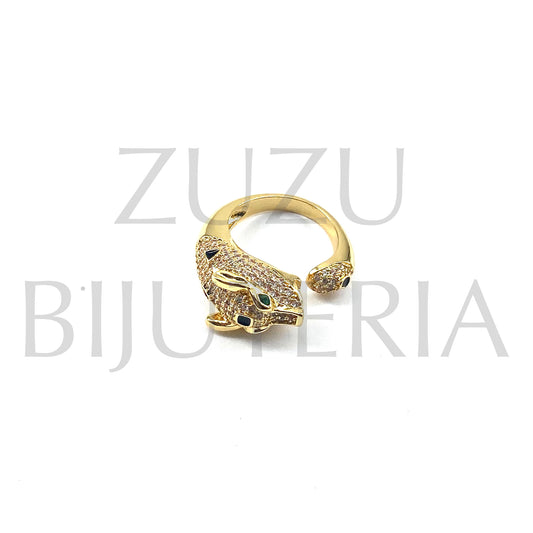 Tiger Ring with Zirconia (Adjustable) - Brass