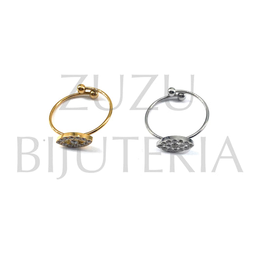 Eye Ring with Zirconia (Adjustable) - Stainless Steel