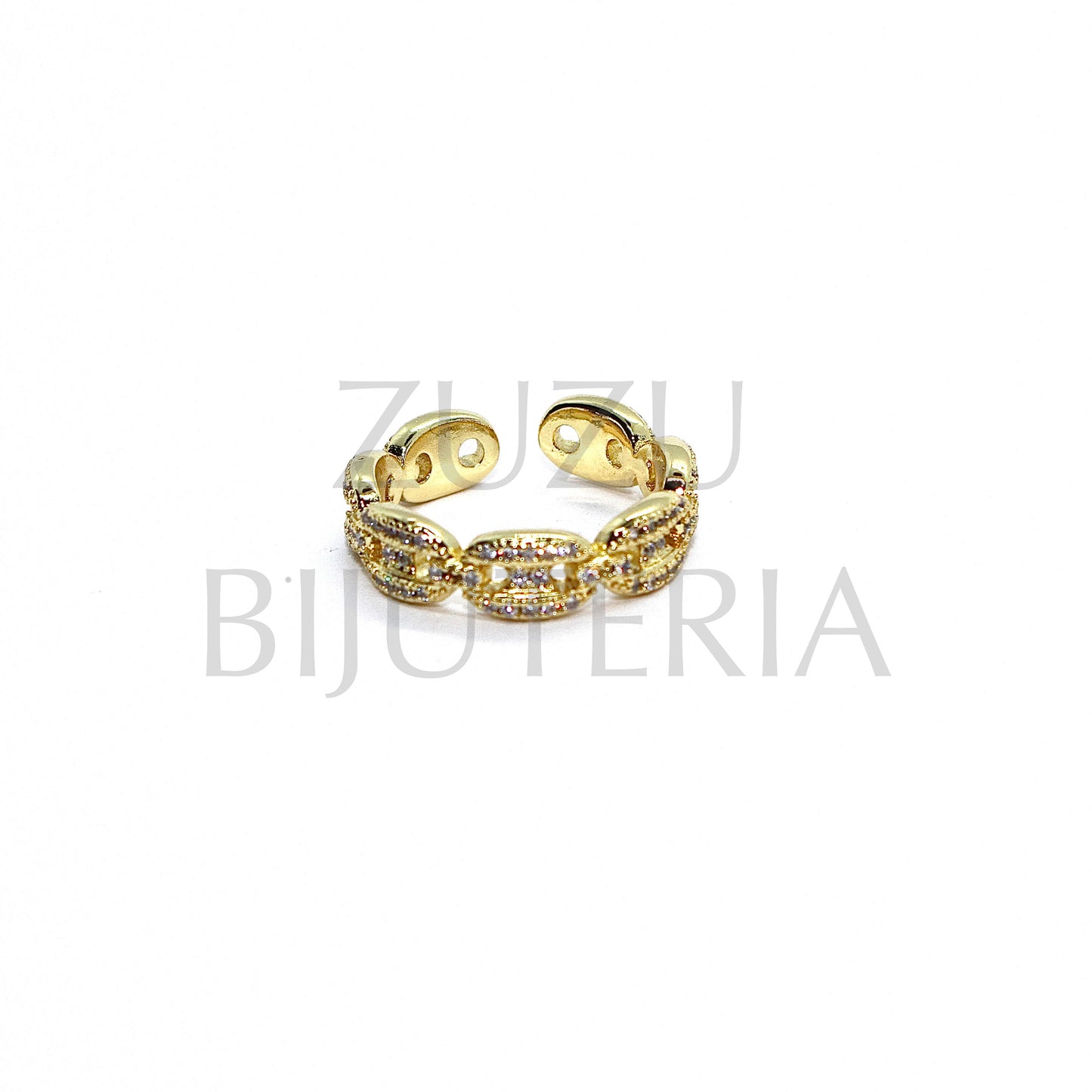 Golden Ring with Zirconia (Adjustable) - Brass