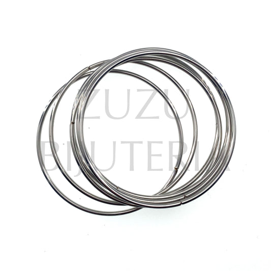 Pulseira 7 Escravas Prateado 6.6cm Diâmetro - Aço Inox