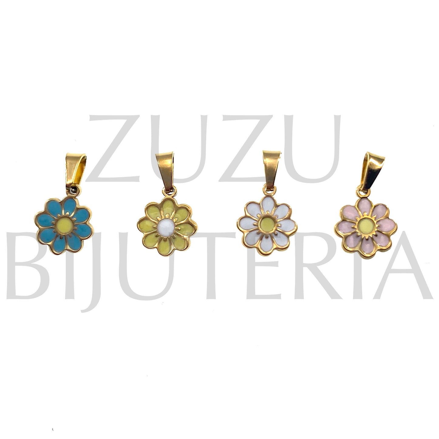 10mm Golden Flower Pendant - Stainless Steel