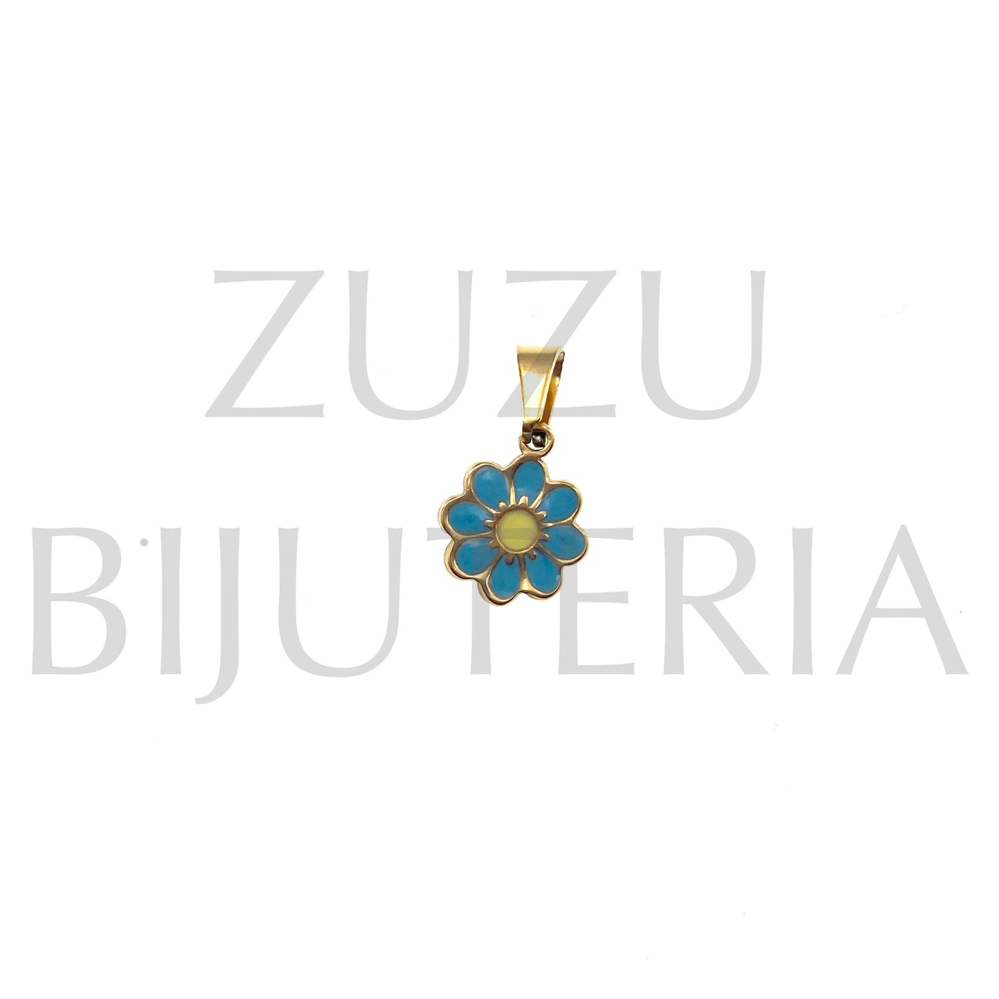 10mm Golden Flower Pendant - Stainless Steel