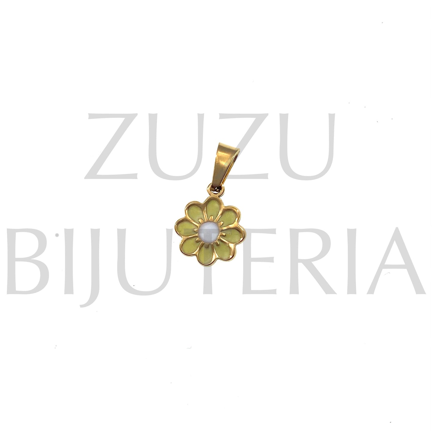 10mm Golden Flower Pendant - Stainless Steel