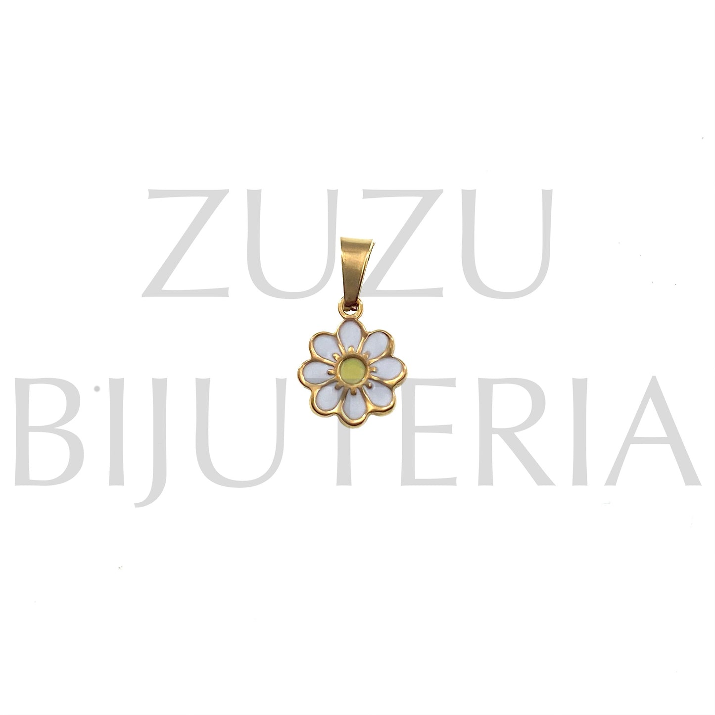 10mm Golden Flower Pendant - Stainless Steel