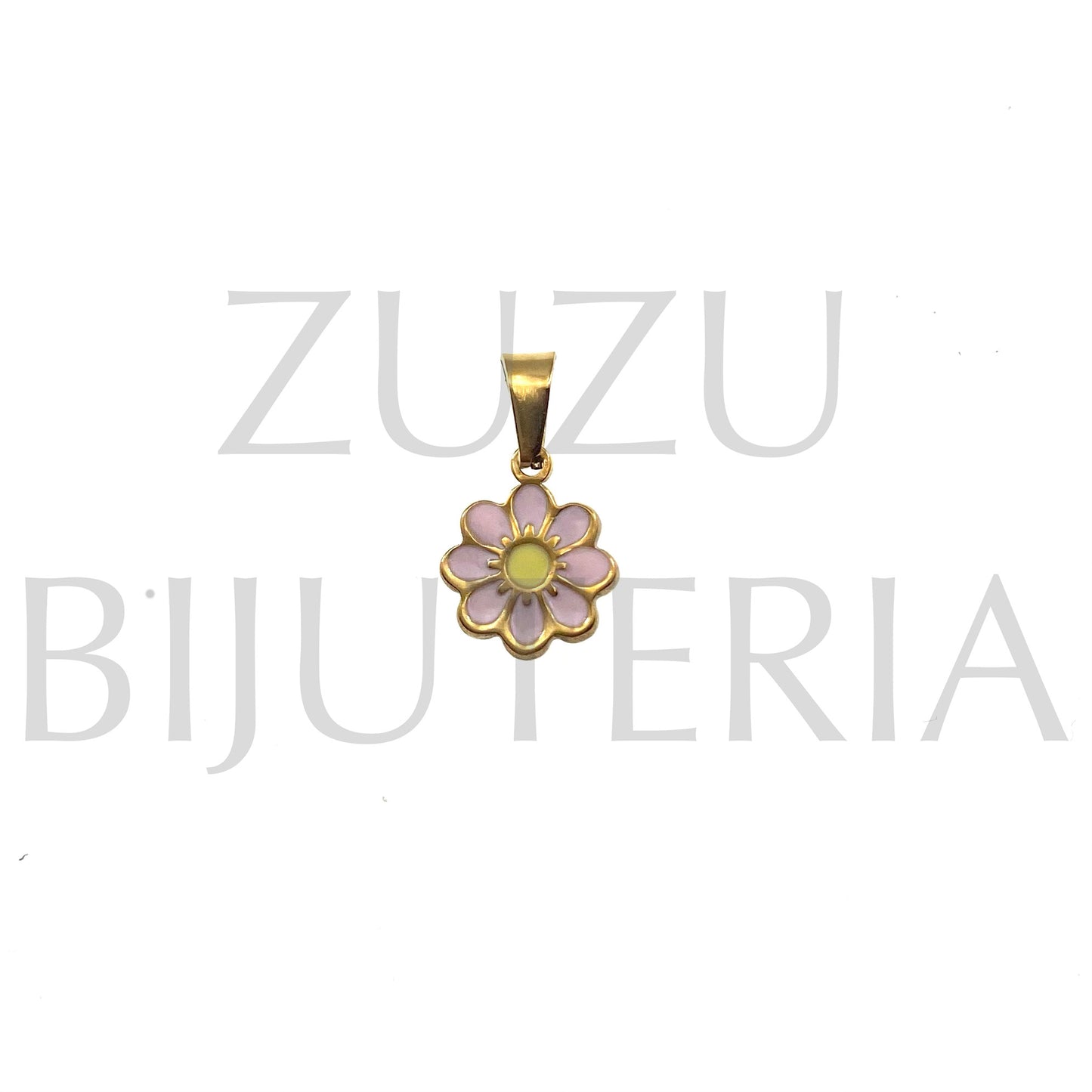 10mm Golden Flower Pendant - Stainless Steel