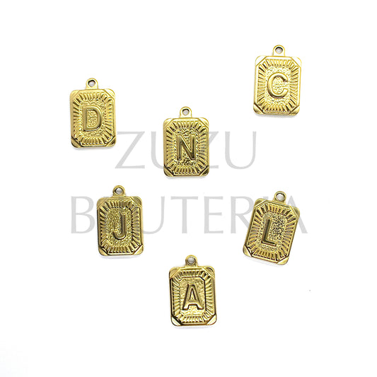 Pendente Letras Douradas 20mm x 16mm - Aço Inox