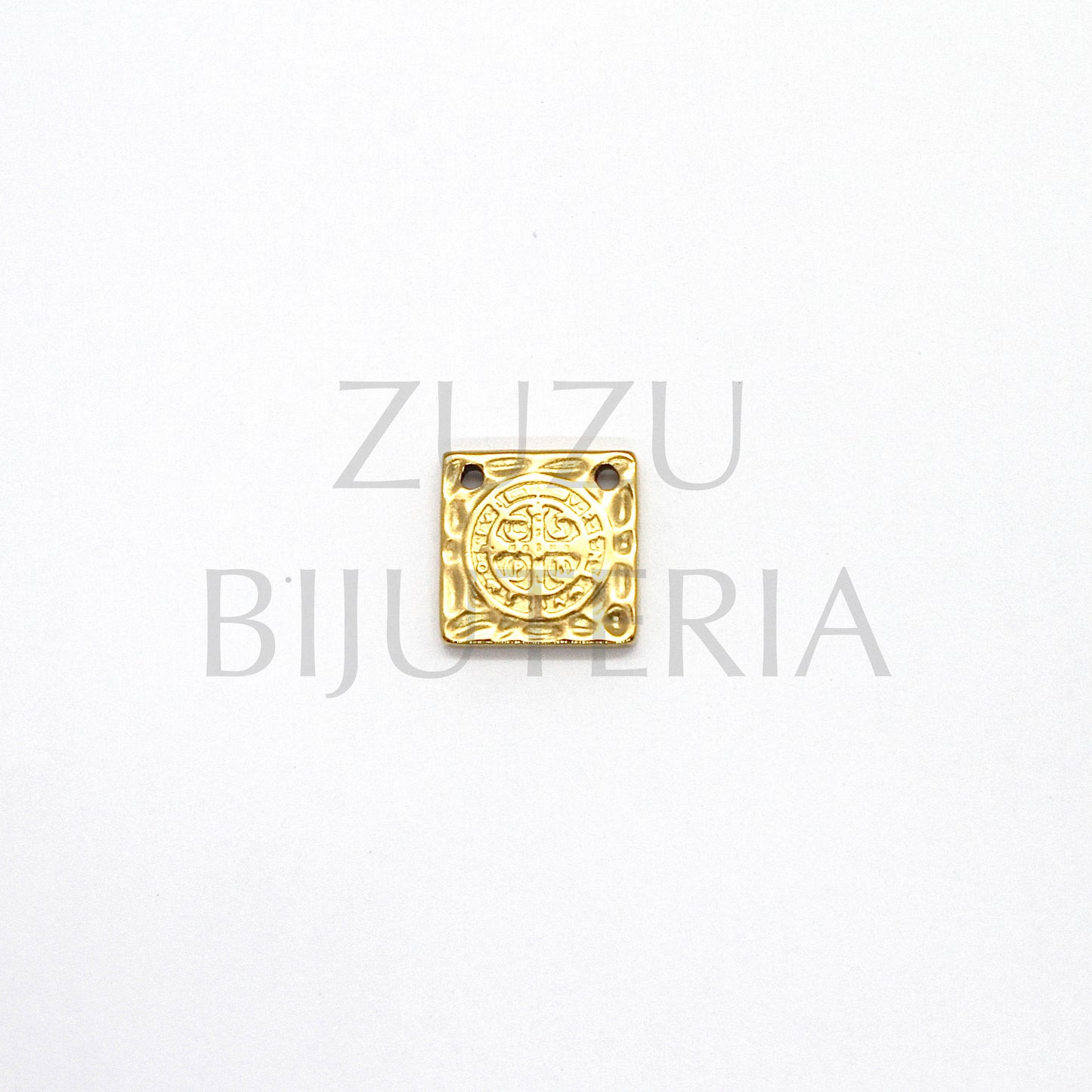 Escapulário/Pendente São Bento Dourado 12mm - Aço Inox