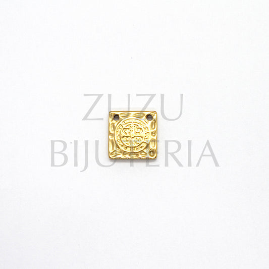 Escapulário/Pendente São Bento Dourado 12mm - Aço Inox