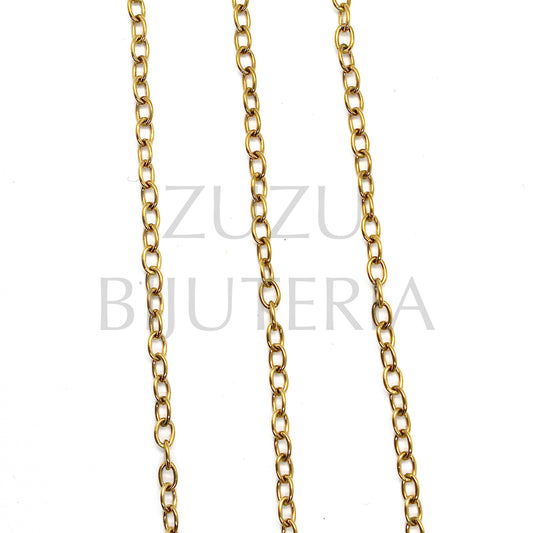 Corrente Elo Dourado Oval 3.5mm x 2.5mm - Aço Inox