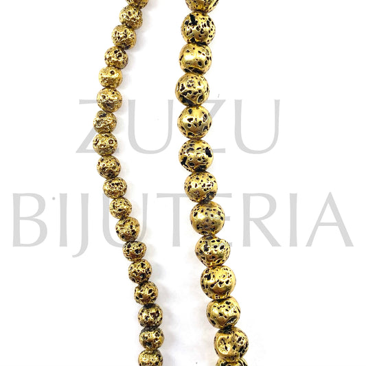 Golden Volcanic Bead (37cm) - Hematites