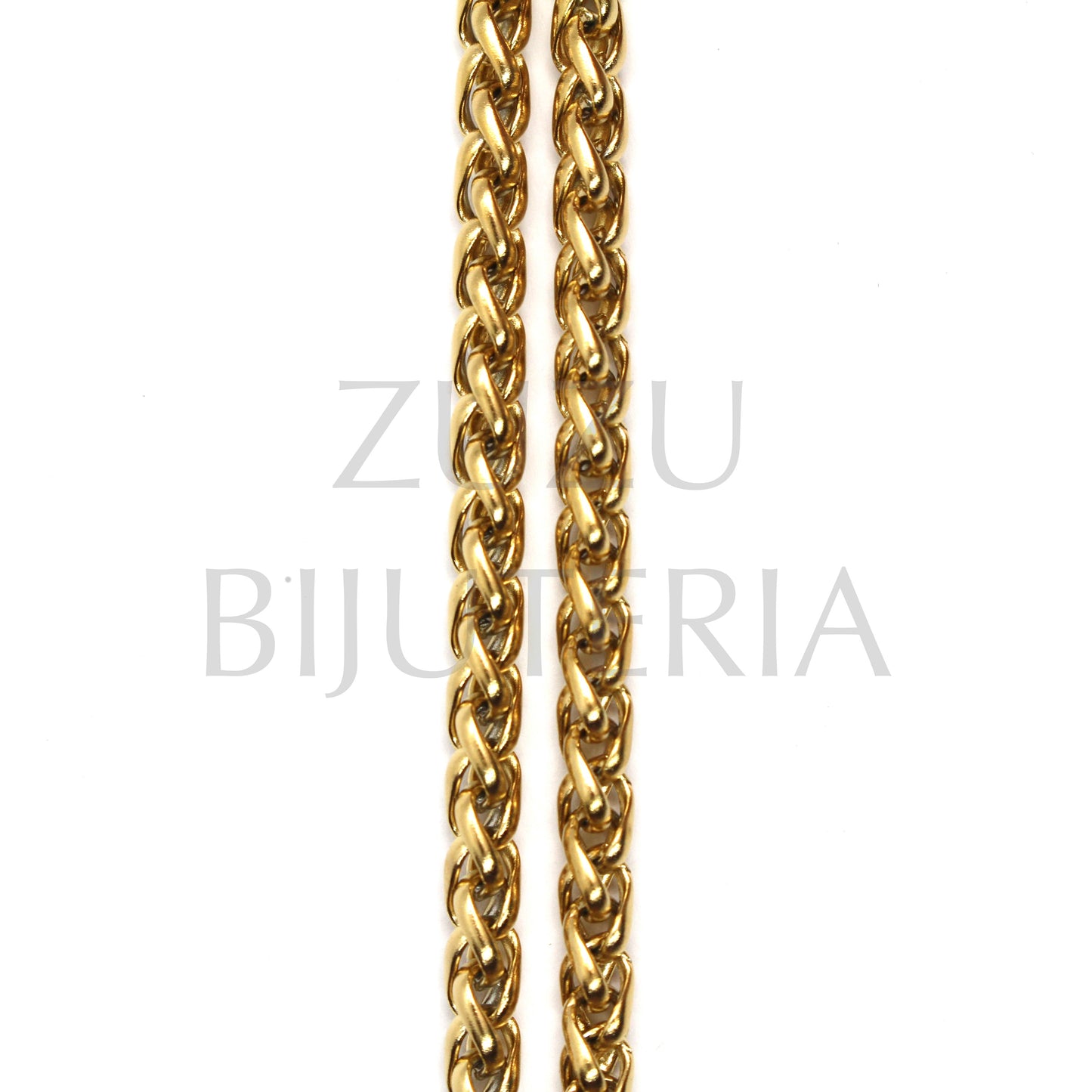 Corrente Elo Entrelaçado Dourado 4mm - Aço Inox