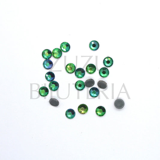 Hot Glue Mirror Green Crystals (Pack 50)