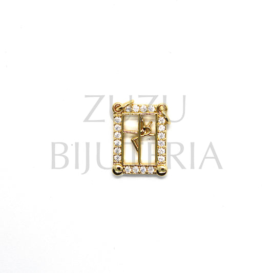 Faith Pendant/Scapular with Zirconia 18mm x 14mm - Brass