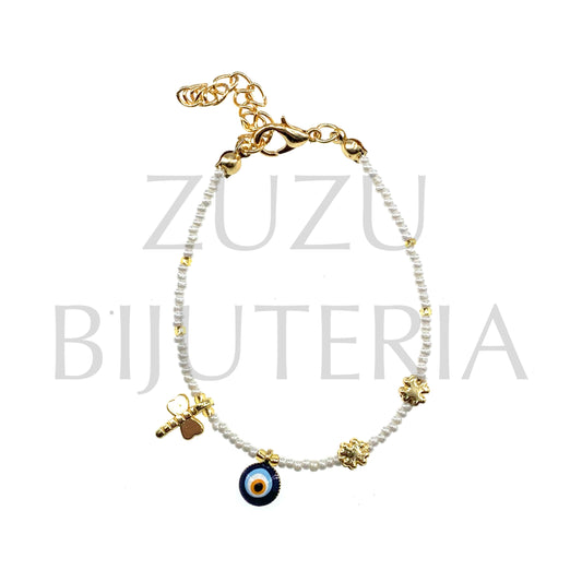 Pulseira Turca com Missangas 2mm (18cm + 3cm)