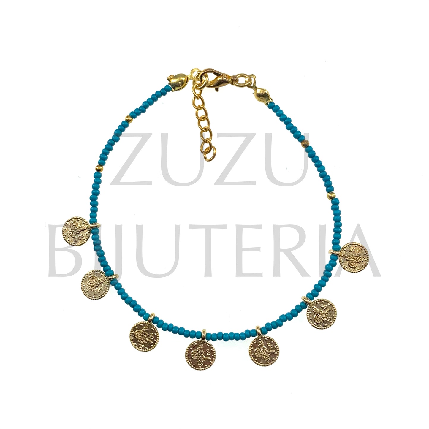 Pulseira Turca com Missangas 2mm (18cm + 3cm)