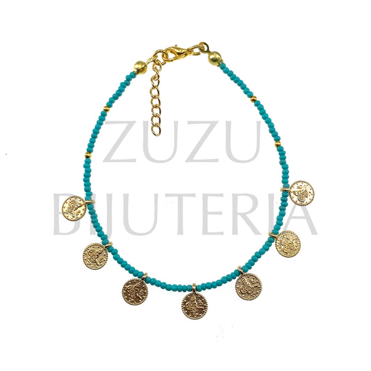 Pulseira Turca com Missangas 2mm (18cm + 3cm)