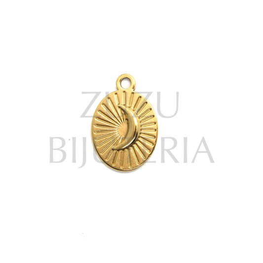 Pendente Lua Dourado 20mm x 14mm - Aço Inox