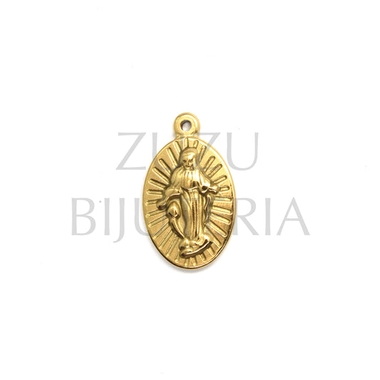 Pendente Nossa Senhora Dourado 25mm x 15mm - Aço Inox