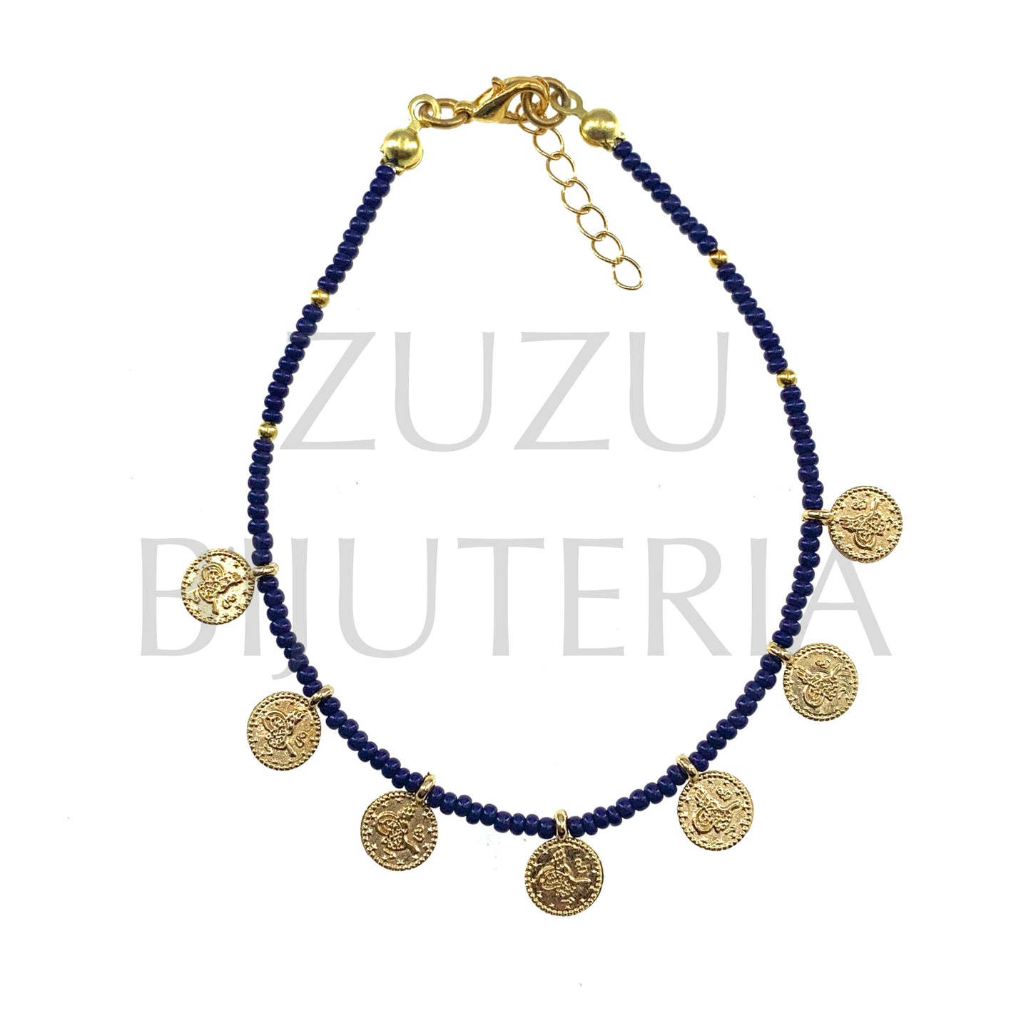 Pulseira Turca com Missangas 2mm (18cm + 3cm)