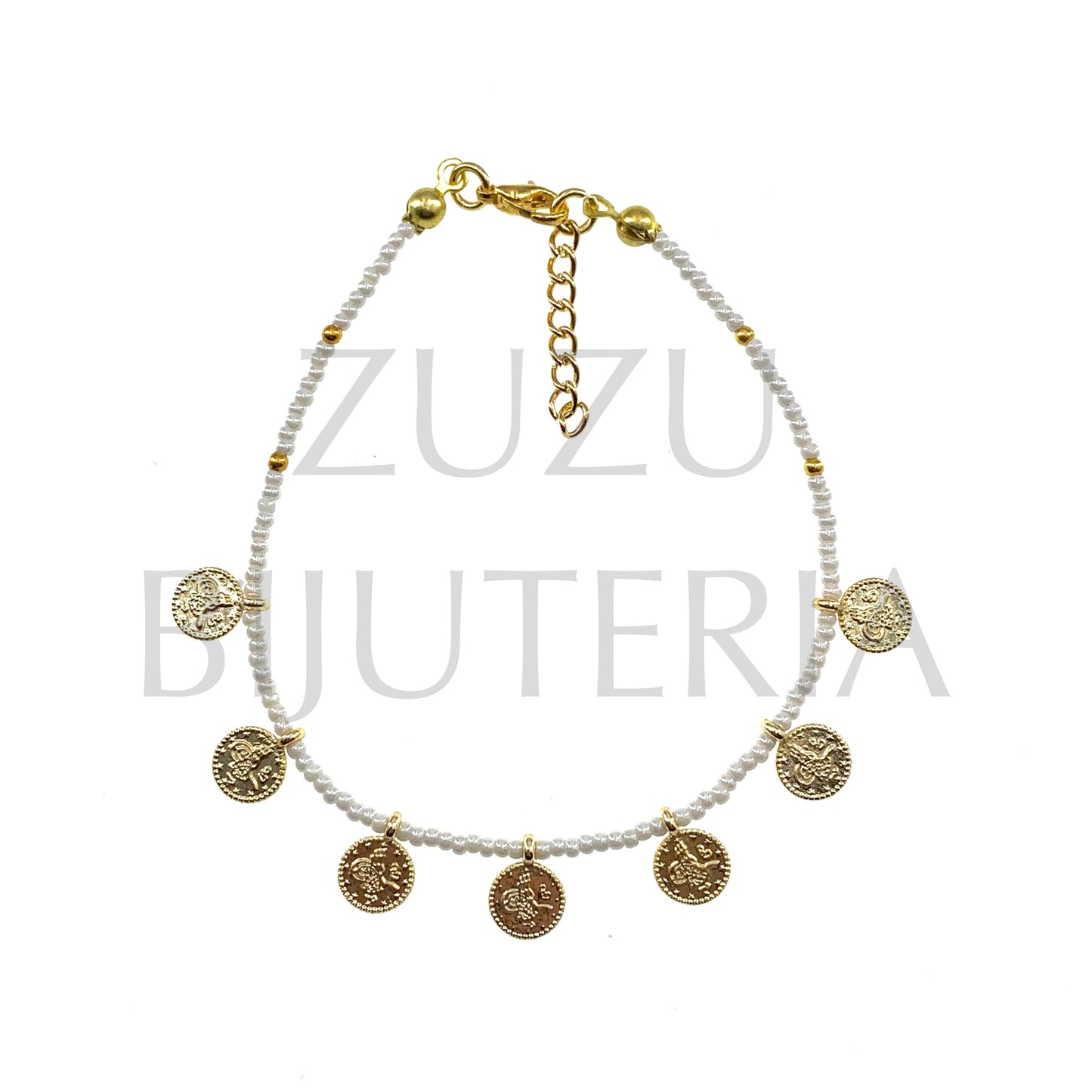 Pulseira Turca com Missangas 2mm (18cm + 3cm)