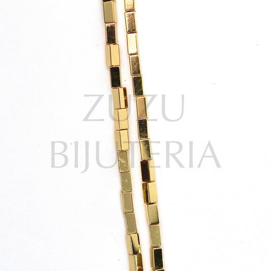 Fiada Contas Retângulo Hematitas Dourado 4mm x 2mm (40cm)