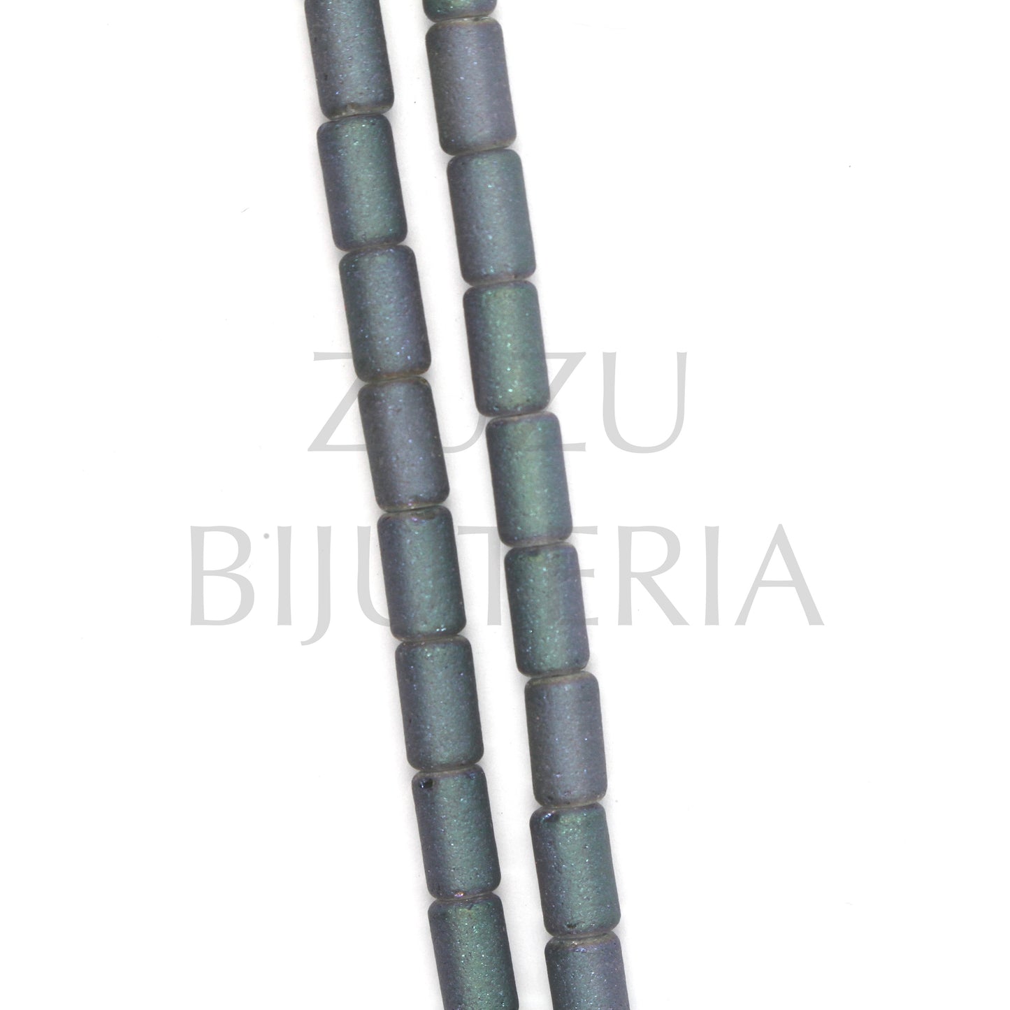 Fiada Contas Mate 7.5mm x 4.5mm (comprimento 58cm) - Cinzento/Azul