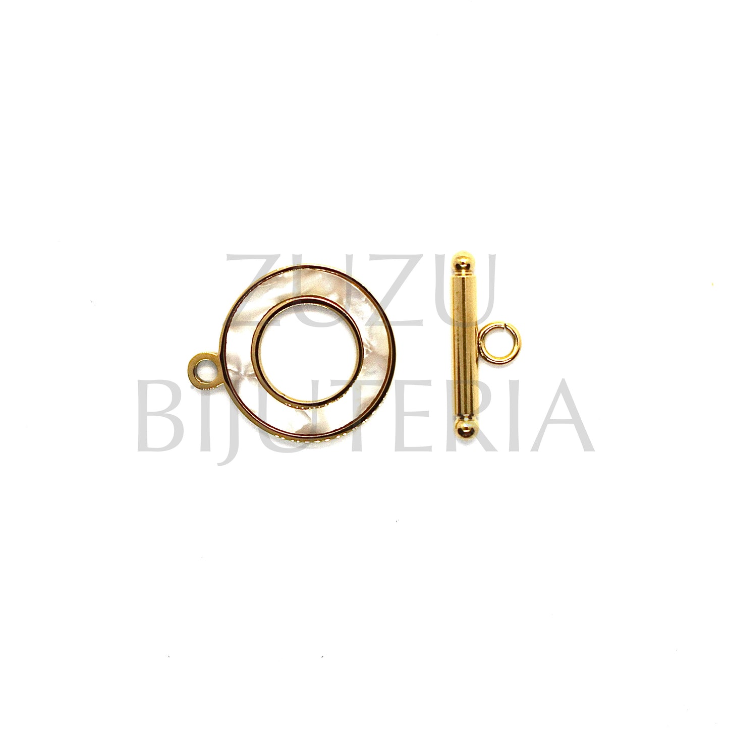 Fecho T com Madrepérola 20mm (Bastão 20mm) - Aço Inox