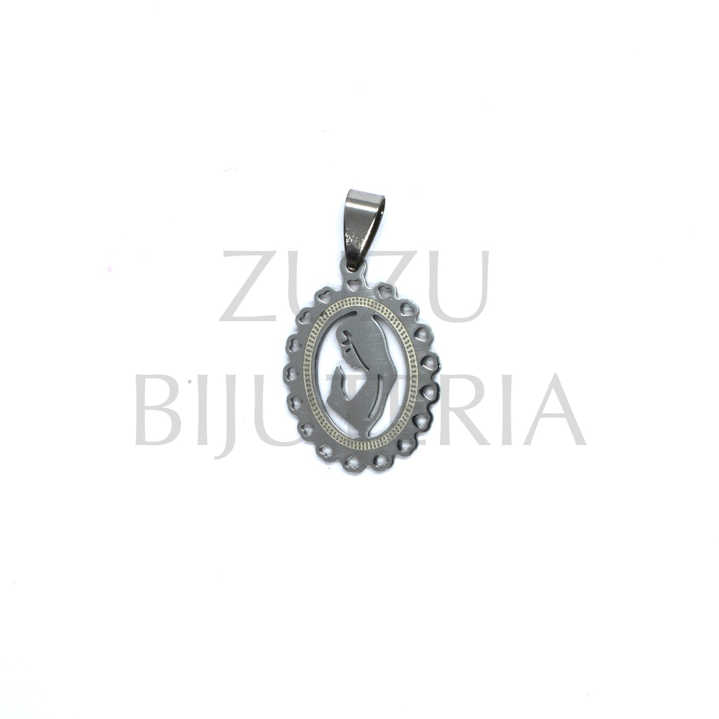 Our Lady Silver Pendant 28mm x 20mm - Stainless Steel