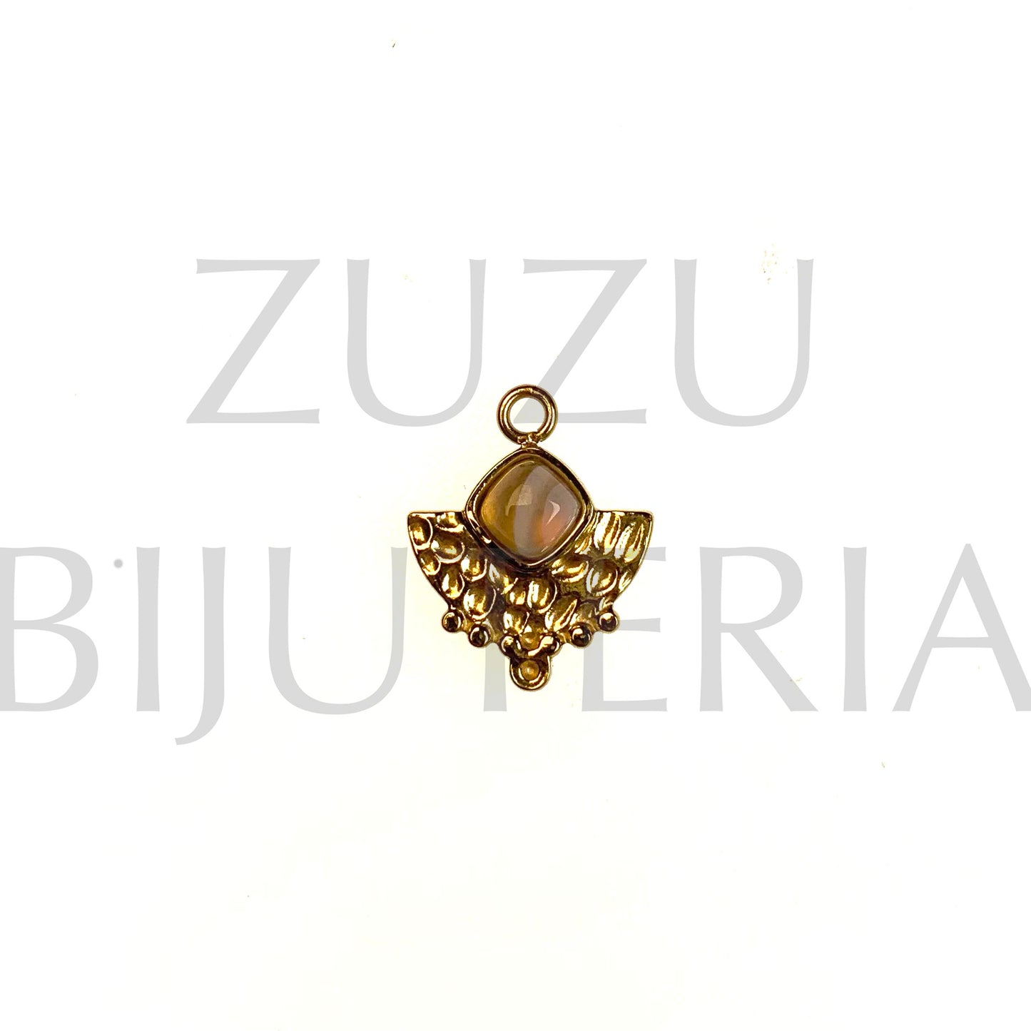 Pendente Dourado Boho com Pedra 16mm x 13mm - Aço Inox