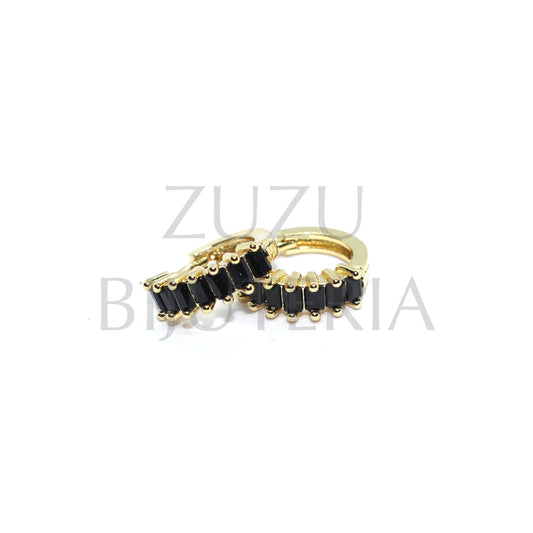 Hoop Earring with Black Zirconia 15mm - Brass