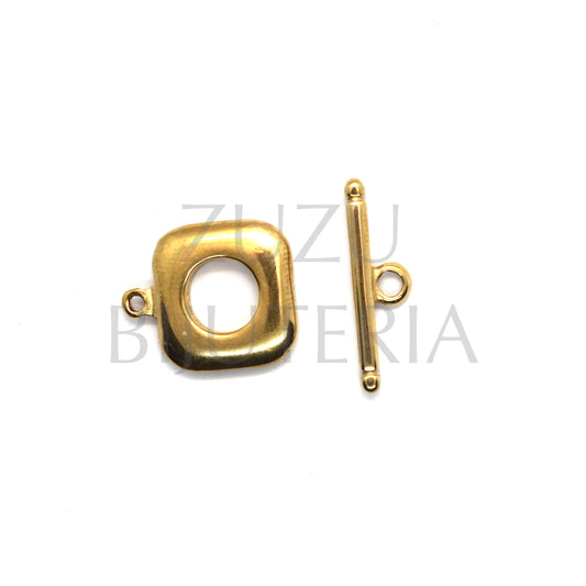 15mm Golden Square T Clasp - Stainless Steel