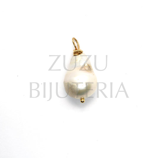 18mm Natural Pearl Pendant - Stainless Steel