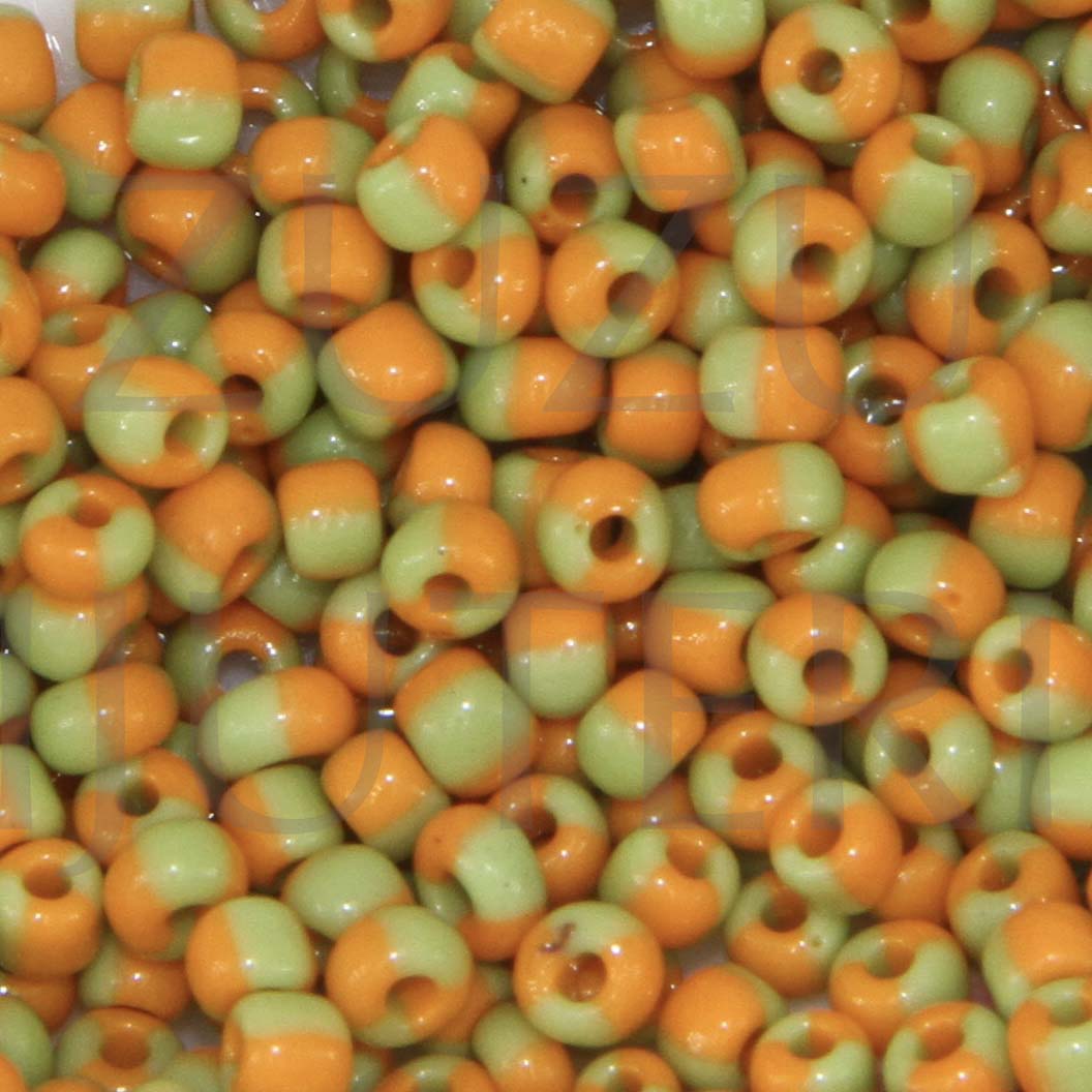 3mm PREMIUM QUALITY Beads Green/Orange - Pack of 10g