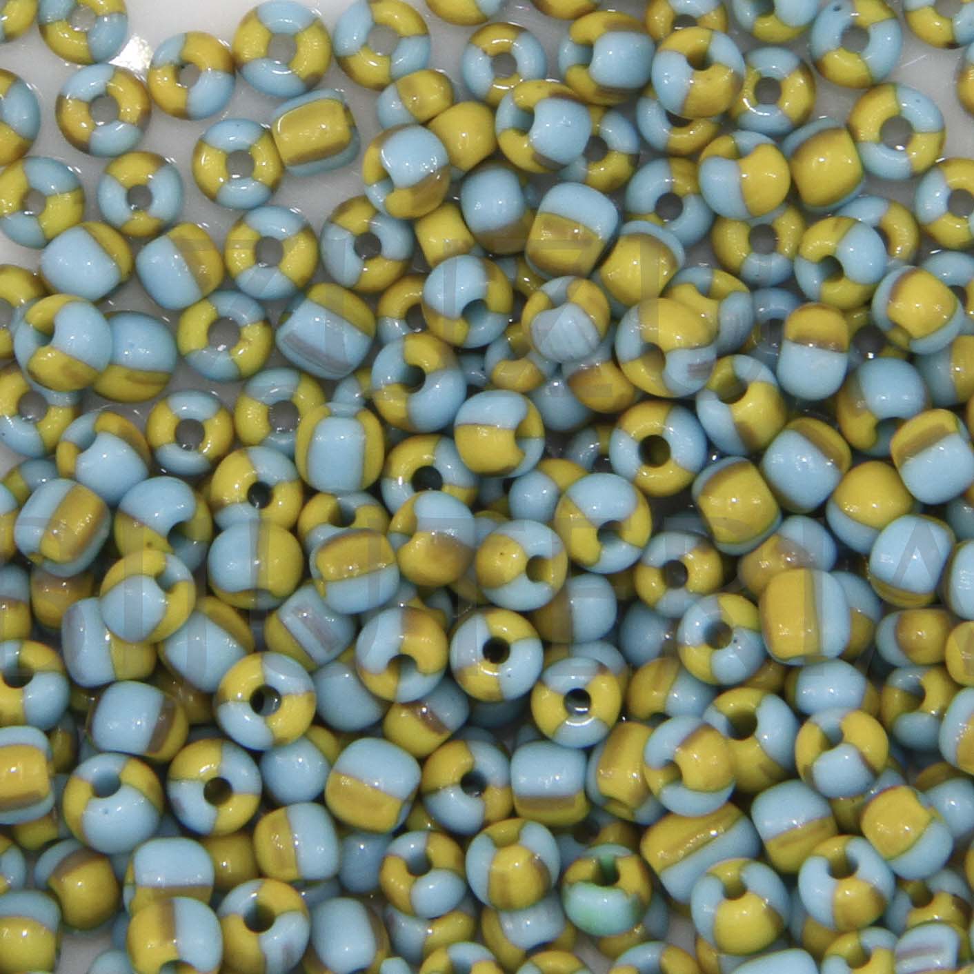 Missangas 3mm Amarelo/Azul - Pacote de 25g