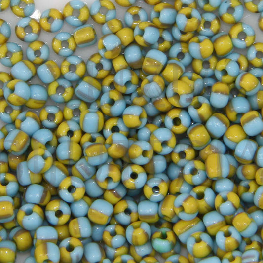 Missangas 3mm Amarelo/Azul - Pacote de 25g