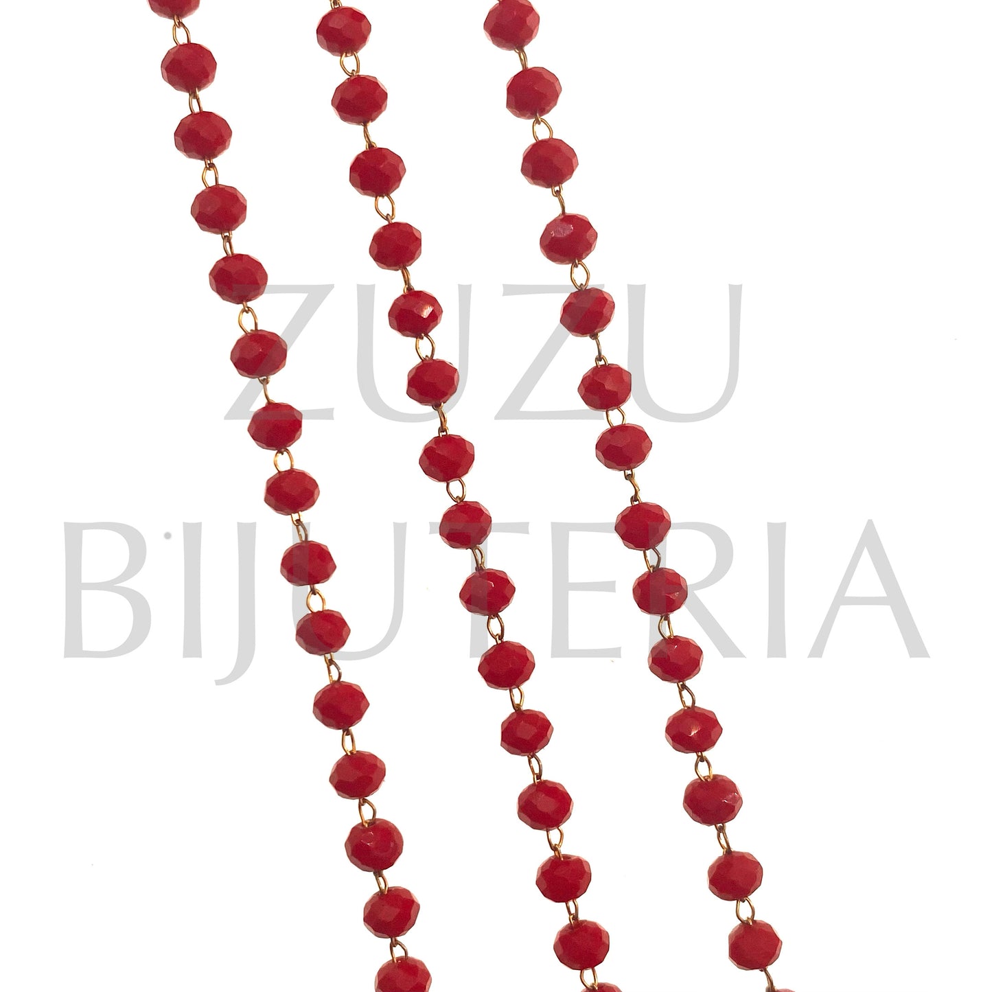 Chain Crystals 3.5mm Red - Stainless Steel Golden