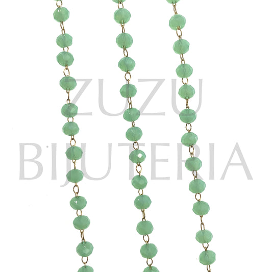 Chain Crystals 3.5mm Green - Stainless Steel Gold