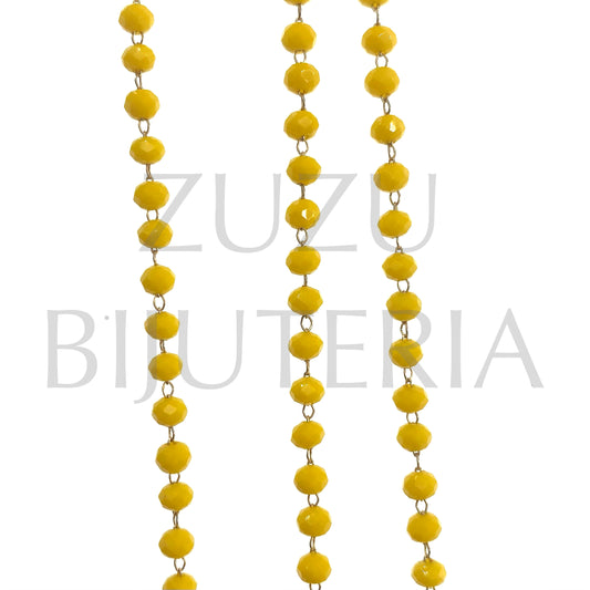 Chain Crystals 3.5mm Yellow - Golden Stainless Steel